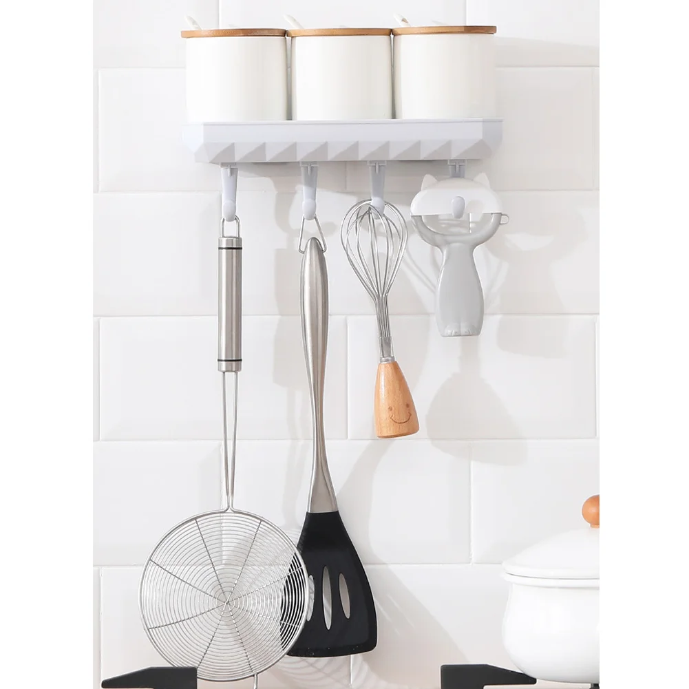 

Kitchen Kitchenware With 4 Hooks Detachable Soap Storage Rack Bathroom Drain Stick On Wall Mounted Shelf Cup Organizer Seasoning