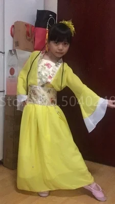 Hanfu Традиционный китайский национальный костюм для детей, сказочный костюм для девочек, народное платье, костюм для танцев в древнем стиле, Детский костюм танга, сценический костюм