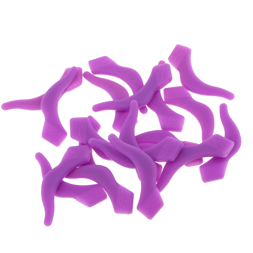 10 Pairs Silicone Eye Glasses Temple Tips Ear Hooks Grip Lock Holder Red Yellow Green Blue Purple Black Brown Pink White