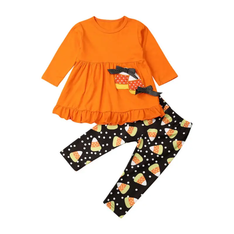 

Toddler Baby Girl Long Sleeve T-shirt Tops Dress Flower Pants Leggings Halloween Costume Clothes Set