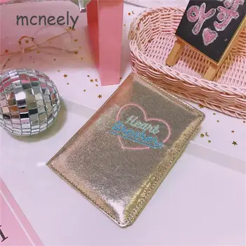 

Women gold laser passport cover travel passport holder Bag Heart Embroidery Passport case Wallet license credit Card holder
