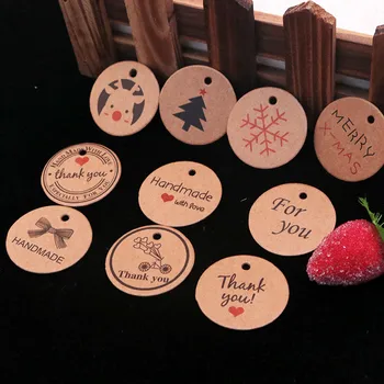 

100PCS/lot Brown Color Round Clothing Jewelry Hang Tag Kraft Paper Cardboard Accessories Tag Xmas Wrapping Supplies