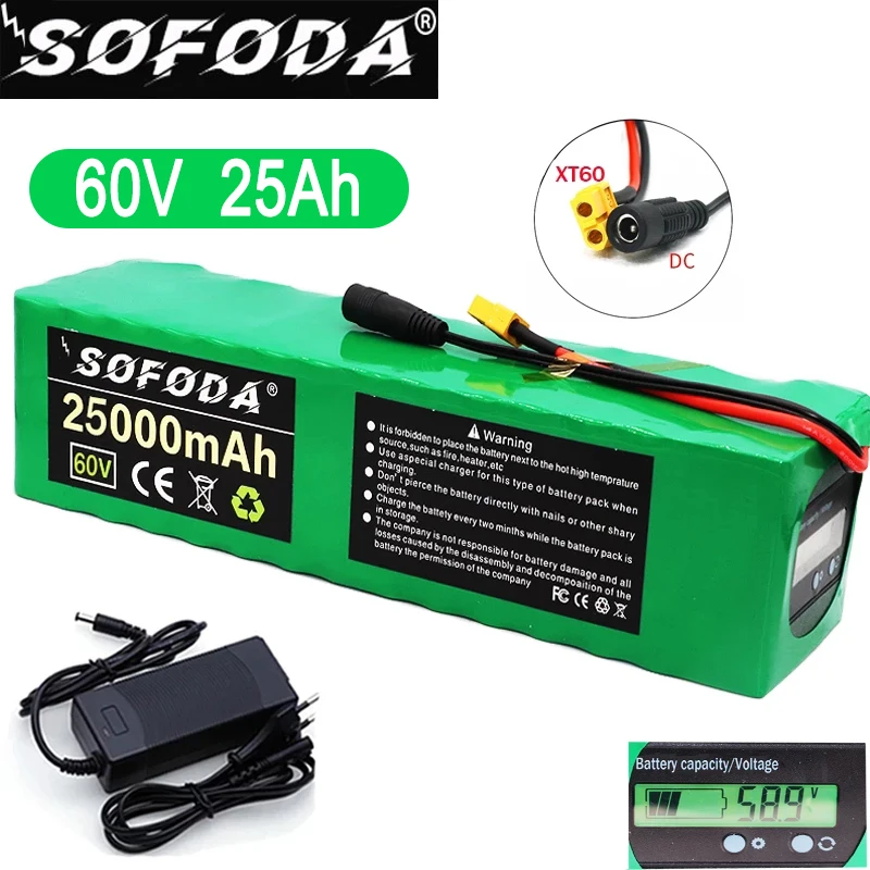 60 в 25ah 18650 16s4p электрический скутер 60V 25AH литиевая батарея электрического