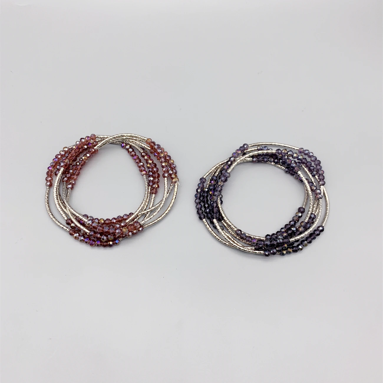 FoLisaUnique 3*4mm Crystals Bracelet For Women Girls Wrapped Around Stretchy Bracelet Stainless Steel Beads Crystals Necklace