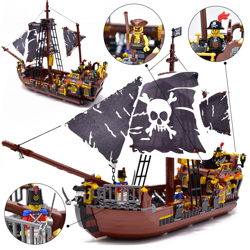 

Black Pearl Ship Compatible With Legoinglys Pirate Ships Caribbean Model Building Blocks Boys Birthday Gifts Kid Toys For Child