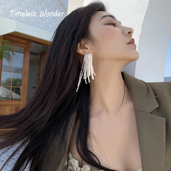 

Timeless Wonder Gorgeous Natural Pearl Tassel Drop Earrings Women Jewelry Top Designer Rare Fancy Japan Wedding Bride Gift 4528