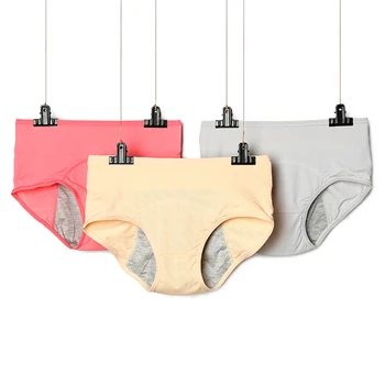 

2Pcs/lot Cotton Menstrual Panties Leak Proof Period Underwear Women High Waist Seamless Briefs With Breathable Holes Plus Size