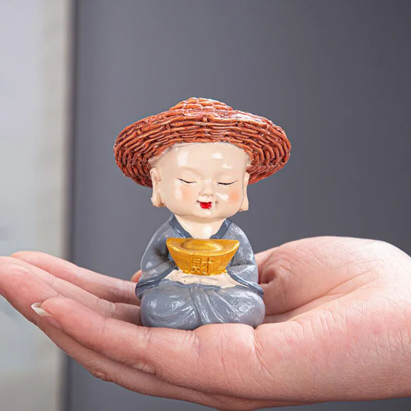 2 Pz/Set Tea Pet Tea Accessori Soggiorno Home Decor Resina Creativa Monk Crafts Little Monk Flowerpot Ornaments