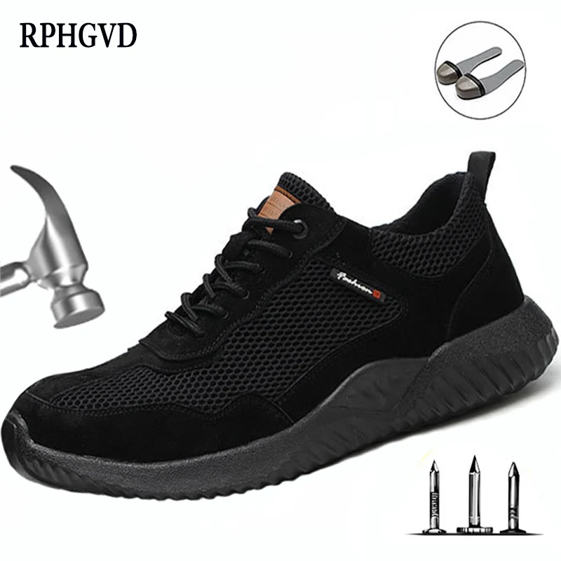 Flying Woven Labor Insurance Shoes Men Breathable Smash-proof and Puncture-proof Safety Protection Work boots | Обувь