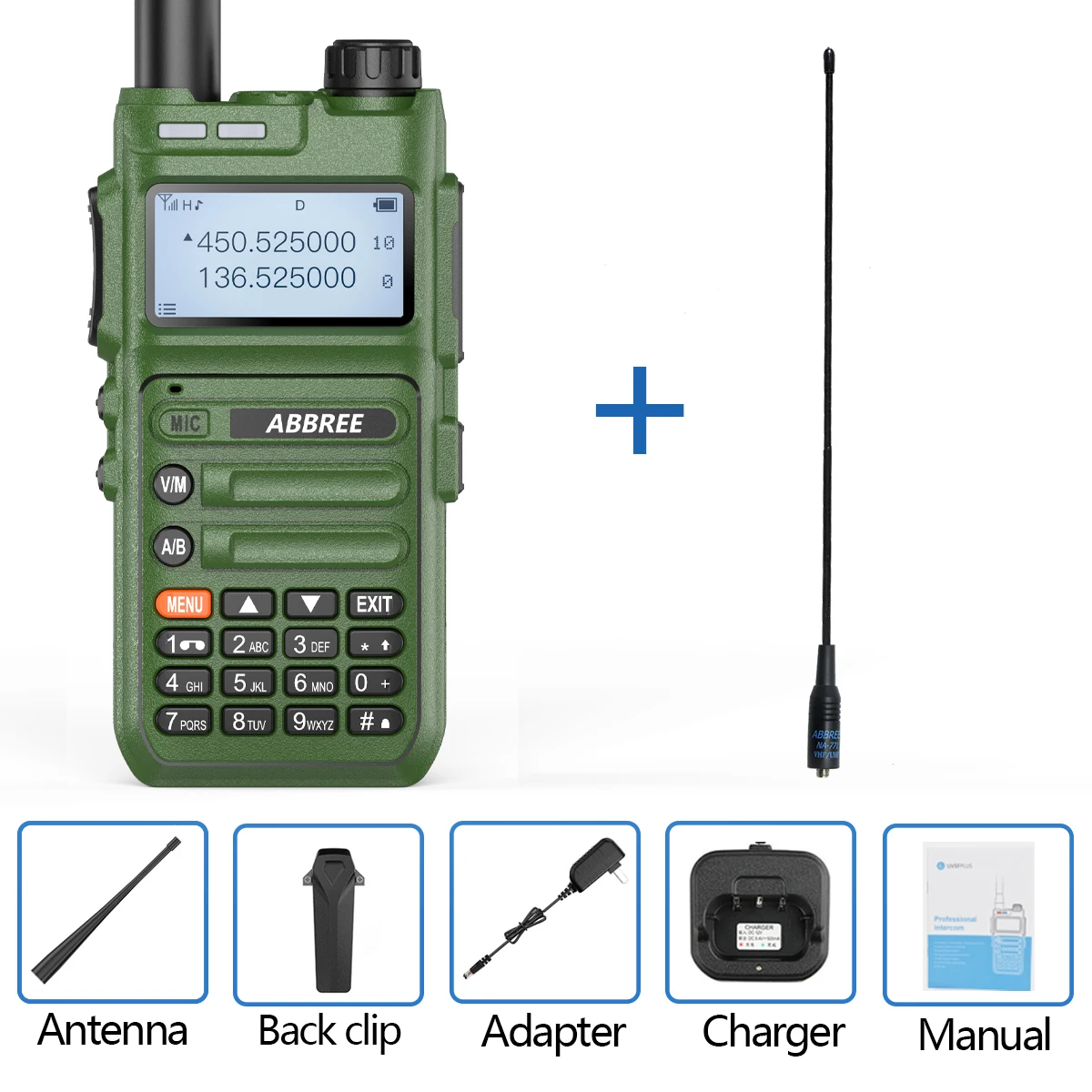 ABBREE AR-F5 Automatic Wireless Copy Frequency Walkie Talkie Station Full Band 136-520MHz USB Charging Two Way Radio long distance walkie talkie Walkie Talkie