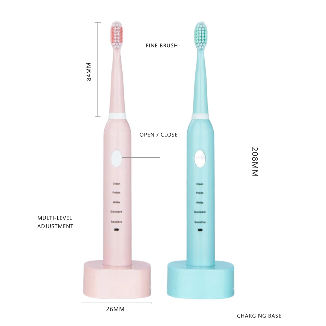 5 Modes Sonic Electric Toothbrush Rechargeable USB Waterproof Timer Tooth Brush Whitening for Adults + 4 Replacement Heads 5 Modes Sonic Electric Toothbrush Rechargeable USB Waterproof Timer Tooth Brush Whitening for Adults + 4 Replacement Heads