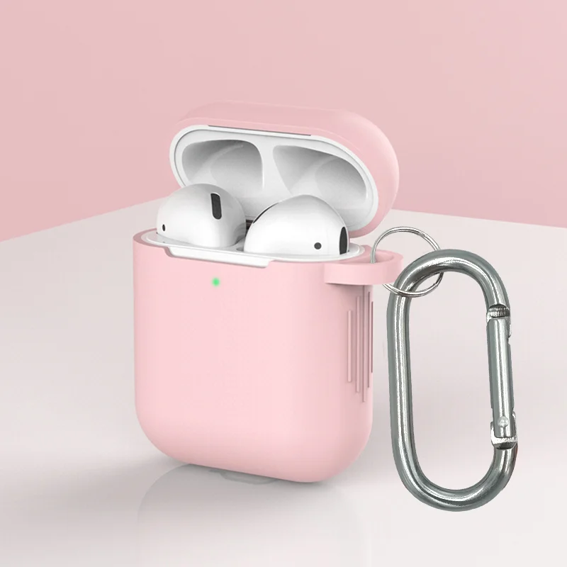 Airpod Case Cover For Apple Soft Silicone Case For Airpods wireless headsets Charger Case Airpods 1/2 universal hanger cover - Цвет: pink
