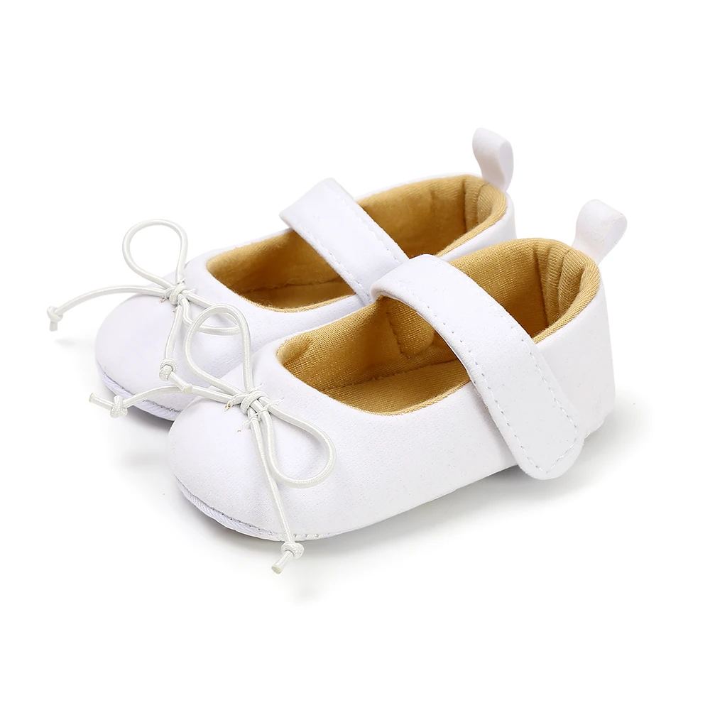 Детская обувь для ползунков кроссовки с мягкой подошвой 0-18 м детская кроватка с бантом для новорожденных - Цвет: Белый
