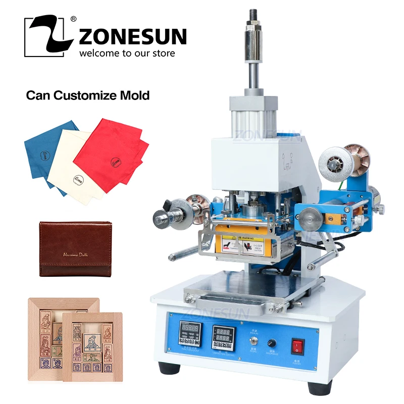 ZONESUN ZS-819E пневматическая штамповочная машина для сгибания кожаных логотипов
