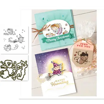 

Halloween Die Metal Cutting Dies and stamps Magic girl DIY Scrapbooking Card Stencil Paper Craft Handmade