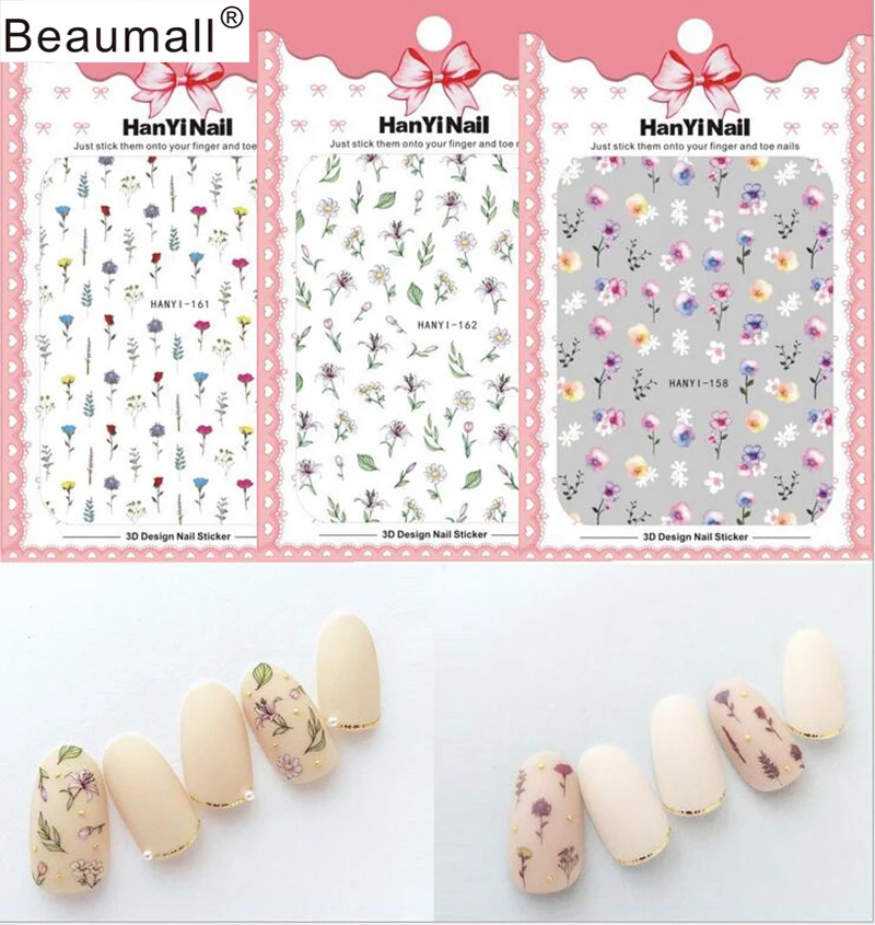 

Florals Patterns! Nails Art Manicure Back Glue Decal Decorations Design Nail Sticker For Nails Tips Beauty
