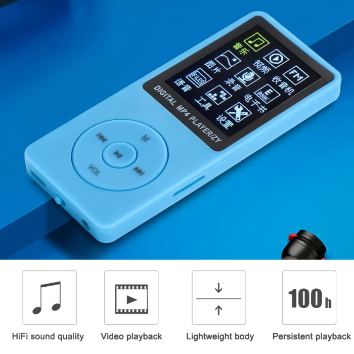 Горячая 70 часов воспроизведения MP3 MP4 без потерь Звук Музыкальный плеер FM рекордер TF карта портативный