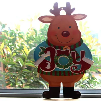 

Christmas Ornaments Paper Welcome Door Hanging Window Decoration Pendant Tag Santa Snowman Charm Window Pendant