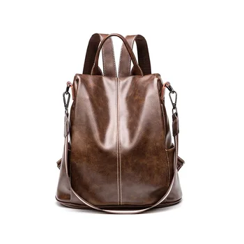 

Anti-theft backpack female 2020 new Korean version of large-capacity travel bag multifunctional casual soft leather backpack