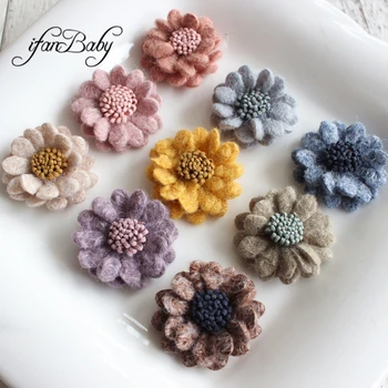 3.8cm 소프트 워머 울 한국어 데이지 DIY 수제 꽃 헤어 액세서리 플로랄 패브릭 꽃