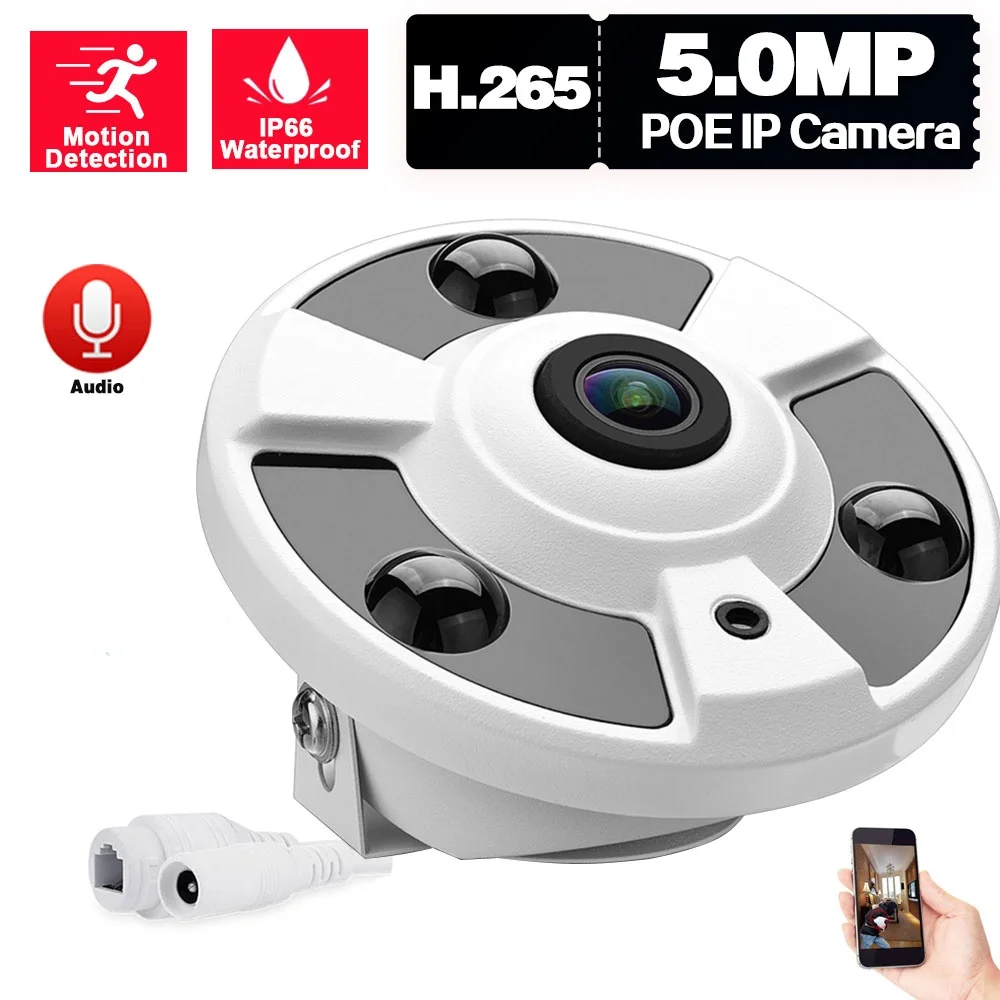 

CCTV Fisheye Camera IP Dome Outdoor 5MP 360 Panoramic Security Surveillance Camera POE Audio XMEYE NVR Monitoring Cam H.265 2MP