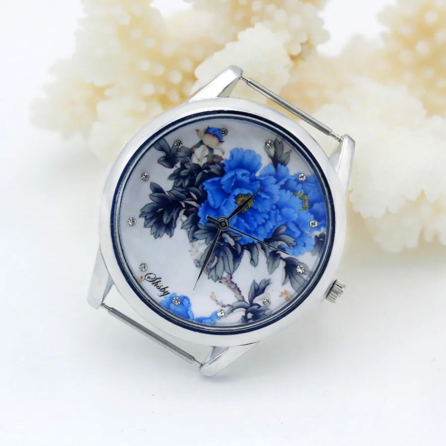 Shsby Diy Personality Watch Header Silver Flower Head With Cloth Strap Watch Accessories 21~30