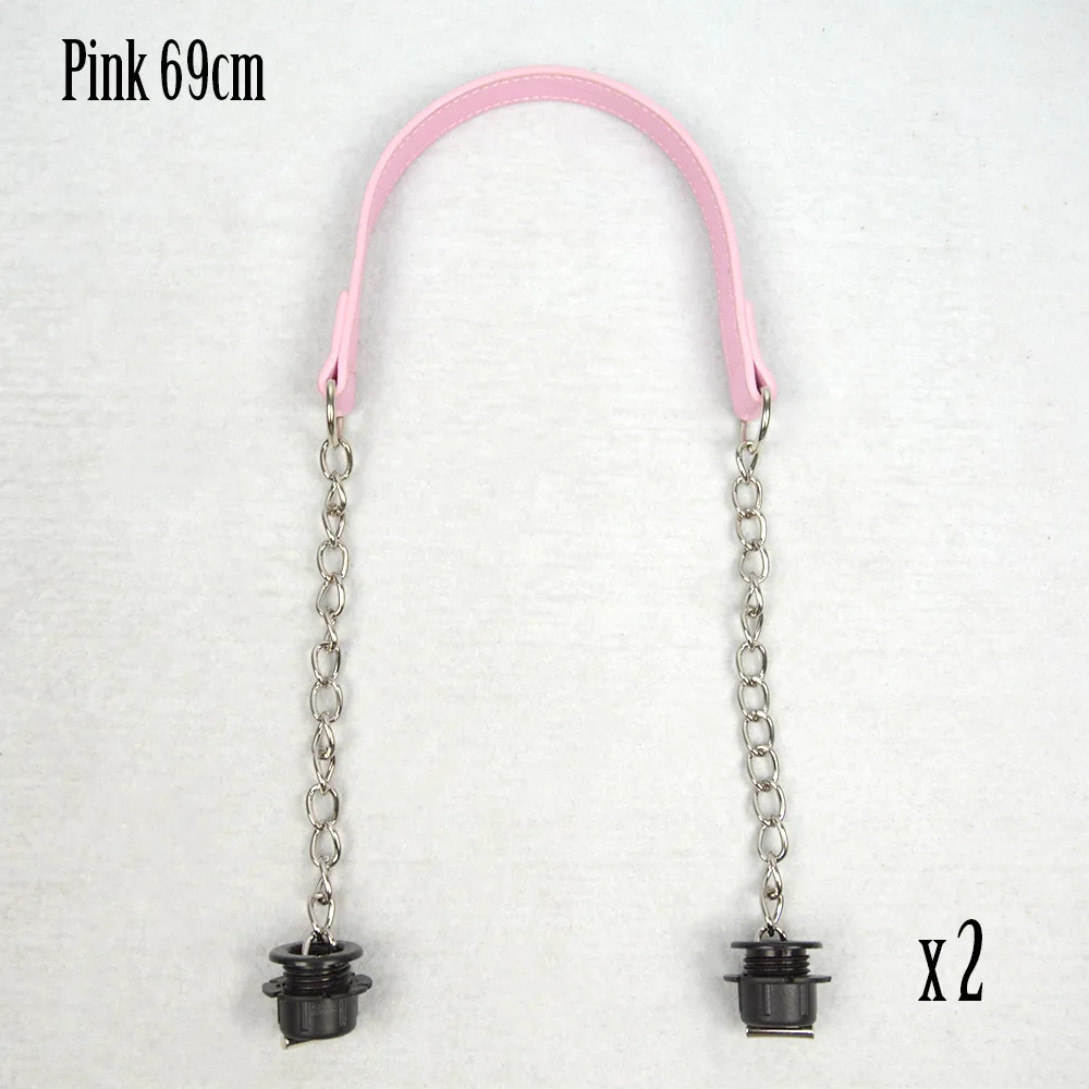 Новинка Tanqu 1 пара серебряных коротких толстых одной цепи с металлической пряжкой черные винты для Obag O сумка ручки для женщин сумка сумки - Цвет: pink