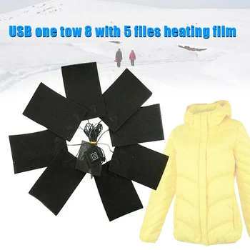 

8-in-1 USB Heated Pads Vest Warming Down Coat Heating Sheet Clothing Winter 5 Modes hh88