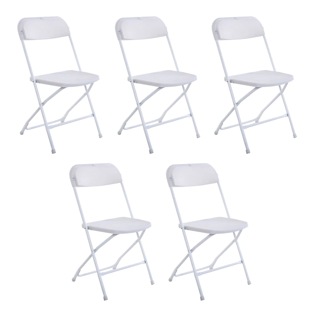 

5Pcs Plastic Folding Chair Banquet Chairs Camping Beach Foldable Chair Stackable White Chairs for Wedding Party Event - US Stock