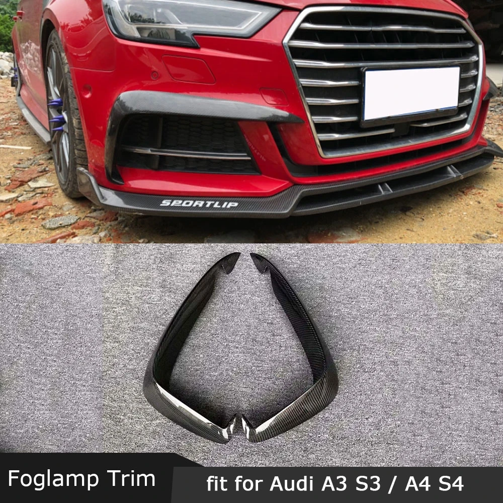 Для Audi S3 A3 Sline Sedan- передние противотуманные фары веки из углеродного волокна на вентиляционное отверстие накладные полоски наклейки для стайлинга автомобилей