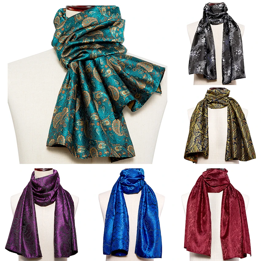 New Fashion Men Scarf Green Jacquard Paisley 100% Silk Scarf Autumn Winter Casual Business Suit Shirt Scarf 160*50cm Barry.Wang