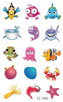 

Boy Girl Temporary Tattoo Sticker Starfish Crab Cuttlefish Design Body Art Tatoo Child Hands Foot Waterproof Fake Tattoo Sticker