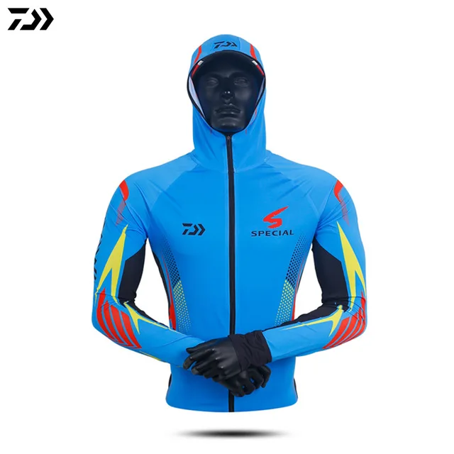 Blue Рубашка Daiwa, одежда для рыбалки, для улицы, с длинным рукавом, быстросохнущая, УФ, дышащая, профессиональная одежда для рыбалки, спортивные рубашки для рыбалки - Цвет: Blue
