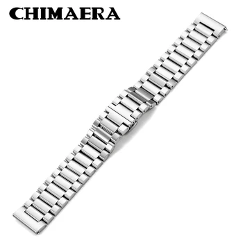 

CHIMAERA 22mm Silver Stainless Steel Watchband Watch Strap with Deployment Buckle for Moto 360 for Pebble time for LG G watch
