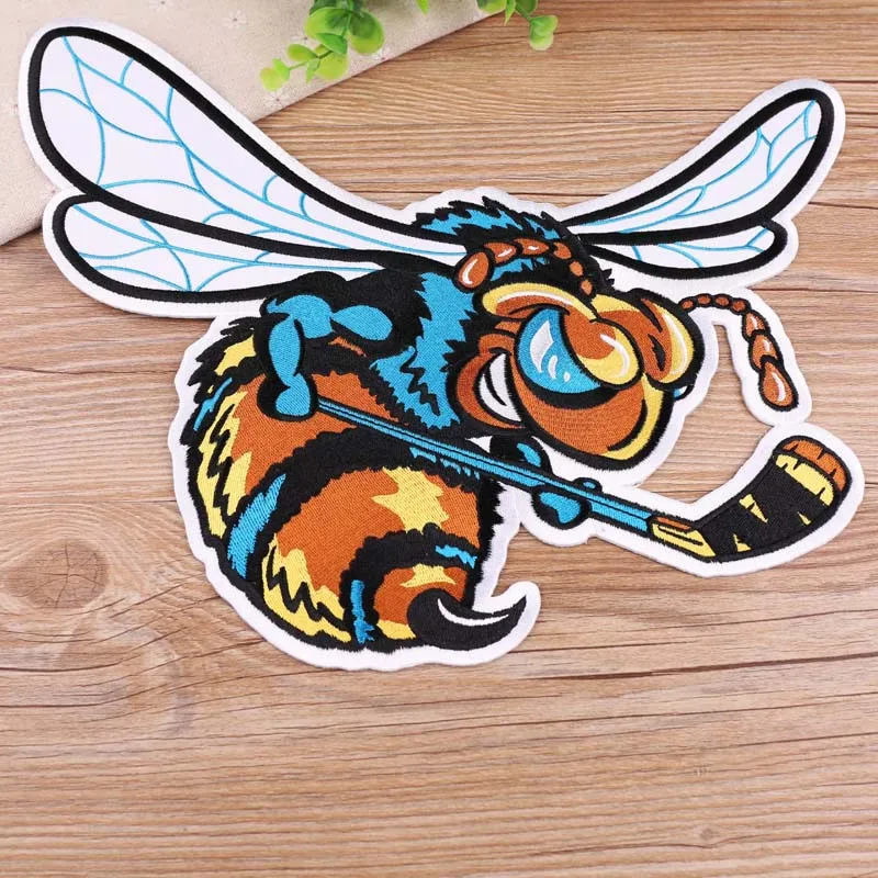 

Large Embroidery Patches Clothing Decoration Accessories Cute Animals Hockey Bee Strange Things Iron Heat Transfer Applique