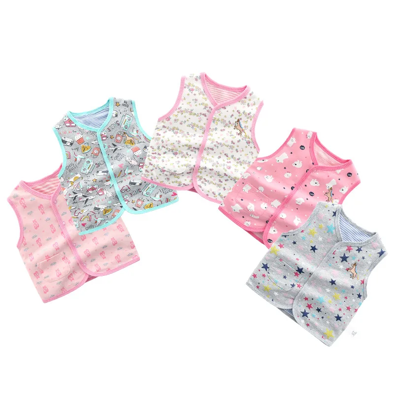 Детская одежда с перекрестной каймой осенне-зимний двухслойный жилет стильный жилет с застежкой теплая одежда для маленьких детей