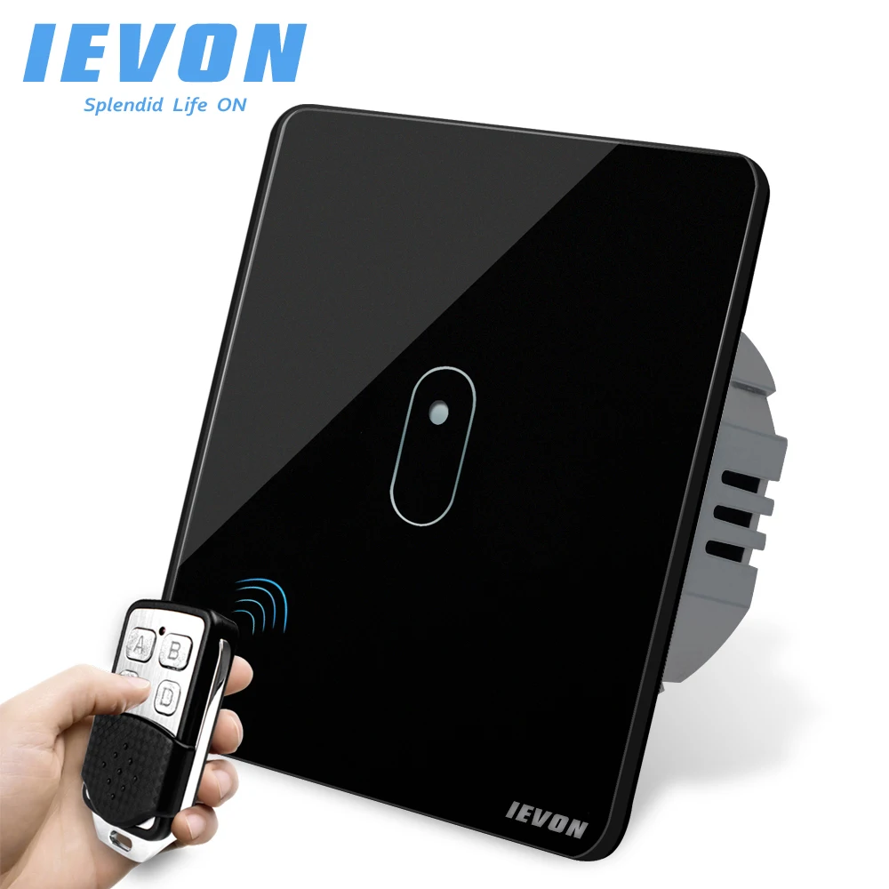 

1 Gang Wireless light Switch, Remote Control switch light Switch, tempered Glass Panel LED Indicator touch wall light switch