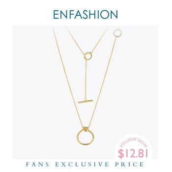 

Enfashion Classic Knot Pendants Necklaces Stainless Steel Gold color Choker Necklace For Women Long Chain Jewelry Collier