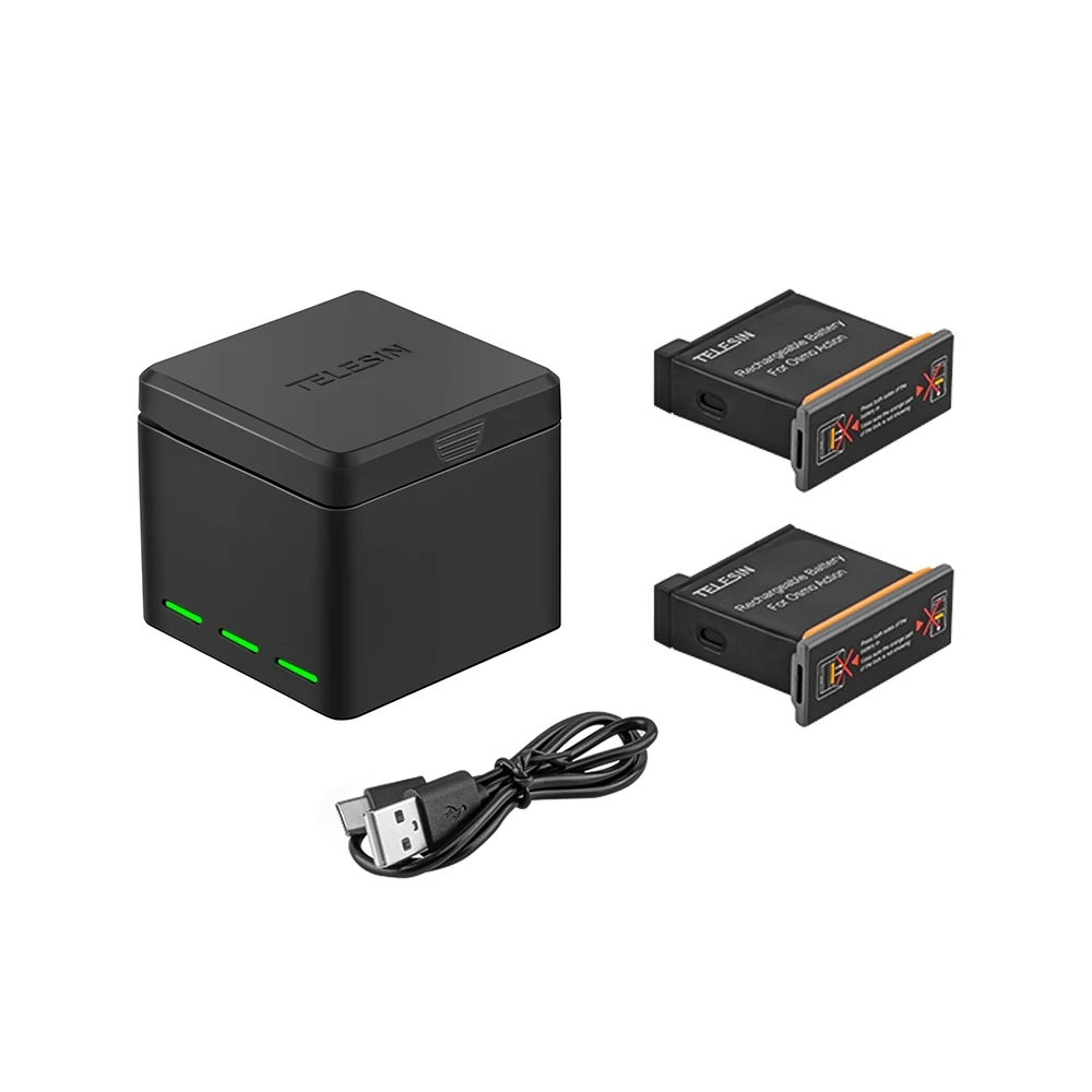 Телесин 2-в-1 Батарея зарядный чехол концентратор Quick Charge 3 Порты и разъёмы для 2* батареи+ QI Беспроводная зарядка и для хранения DJI OSMO экшн Камера