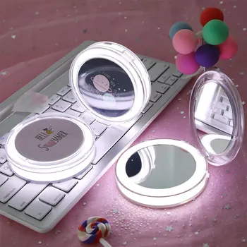 

Mini LED Makeup Mirror With Light Pocket Mirror Vanity Mirror Foldable USB Rechargeable Hand Makeup Portable Mirror Makeup Tool