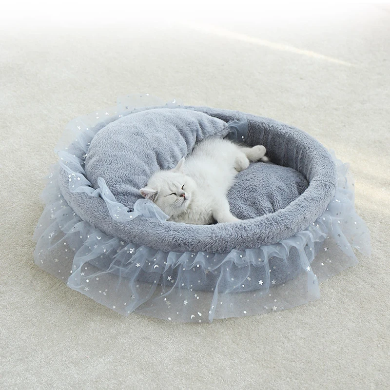 Princess Cat Bed Soft Lace Pet Sleeping Bed for Cats Kitten Puppy Sofa