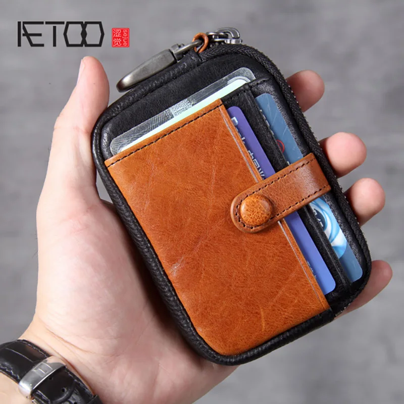 Кожаный кошелек AETOO Head zero кожаная сумка для ключей мини ультратонкая Сумка Для