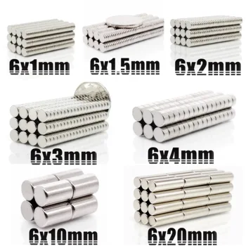 

100Pcs Mini Small N35 Round Magnet 6x1 6x2 6x3 6x4 6x10 6x20 mm Neodymium Magnet Permanent NdFeB Super Strong Powerful Magnets