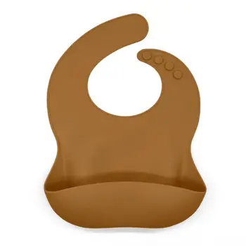 

Baby Soft Silicone Bib Infant Toddlers Solid Color Feeding Food Catcher Pocket
