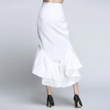 Европейская Новинка, осенняя модная женская юбка с рюшами, одноцветная, дикие юбки, женские хлопковые юбки F454