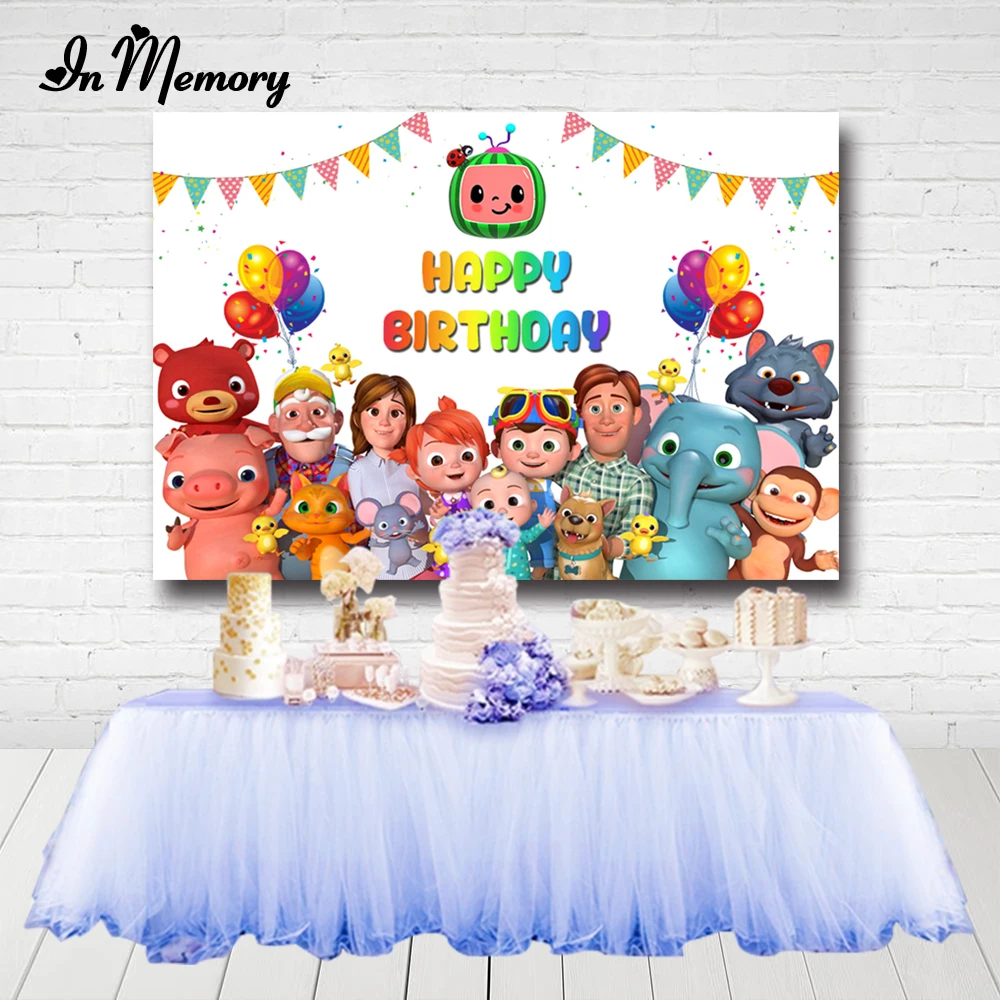 InMemory 7x5 футов Cocomelon фоны для семейной фотосъемки флажки воздушные шары Дети День