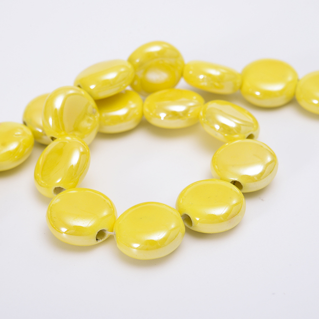 Oblate Ceramics Beads Solid Smooth Loose Spacer Beads for Jewelry Making DIY Bracelet Necklace Earrings Accessories