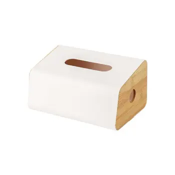 

Wall Mounted Bamboo Kitchen Tissue Box Facial Paper Towels Napkin Storage Rack durable and rust-proof Space-saving