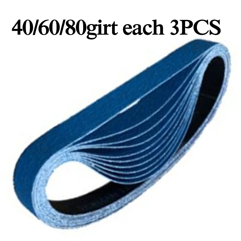 9 шт./компл. 20 мм x 520 мм Поддержка файлов Zirconia шлифовальный Ремни 40/60/80 Грит