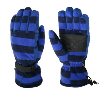 

Men Women Winter Polar Fleece Snow Ski Gloves Contrast Color Stripes Waterproof Thermal Warm Full Finger Snowboard Mittens L/XL